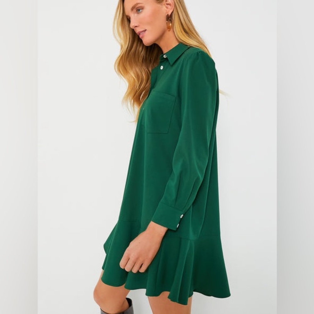 Tuckernuck Hunter Green Crepe Callahan Dress - Picture 3 of 15